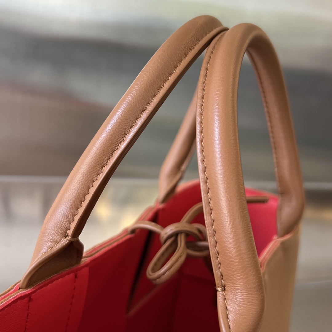 Mini Arco Intreccio Leather Tote Bag Caramel